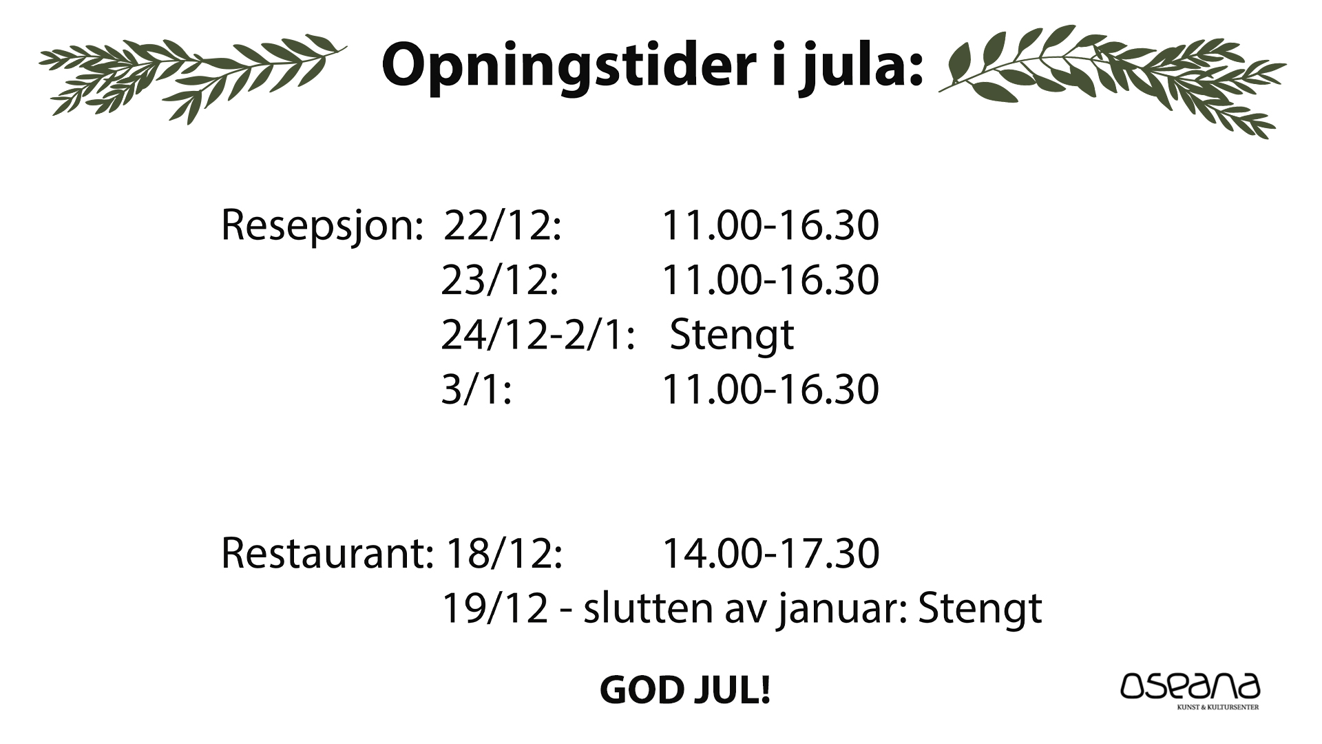 GOD JUL! - Oseana